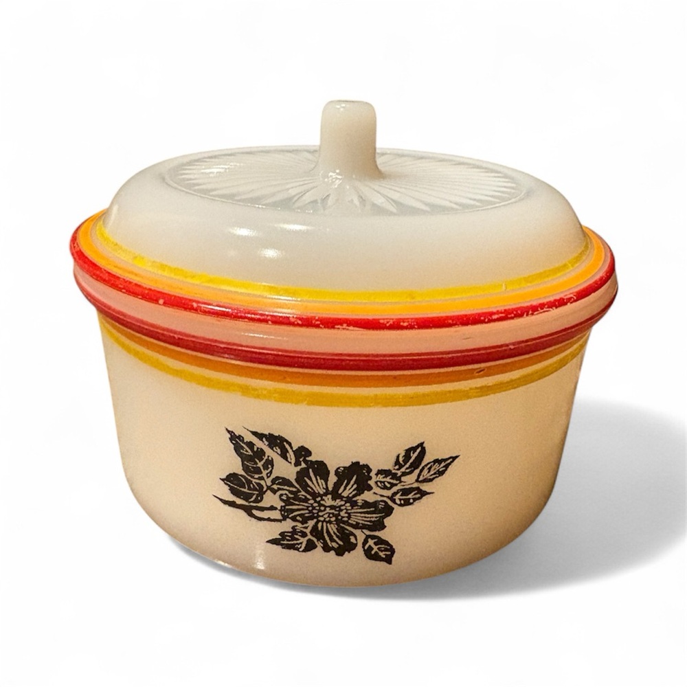 Vintage Hazel-Atlas Platonite Refrigerator Grease Drippings Utility Jar with Lid